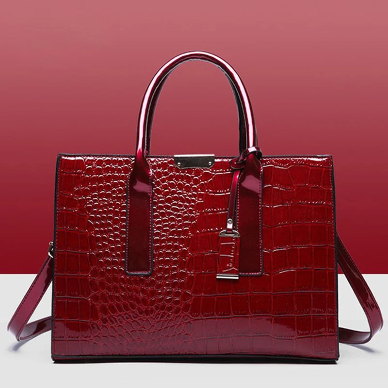 Patent Leather Women Messenger Bags Crocodile Female Crossbody Shoulder Hand Bags for Women High Quality Ladies Handbags