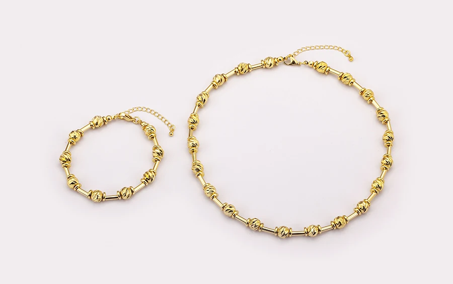 Nidin High Quality Beads Jewelry Sets Bracelet Necklace For Women Female Punk Rock Style Accessories Daily Party Gifts Wholesale