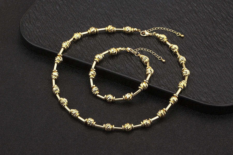 Nidin High Quality Beads Jewelry Sets Bracelet Necklace For Women Female Punk Rock Style Accessories Daily Party Gifts Wholesale