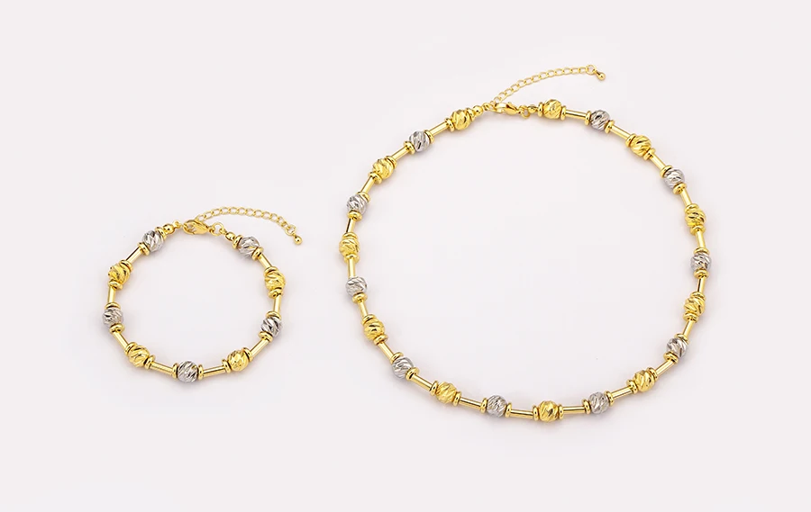 Nidin High Quality Beads Jewelry Sets Bracelet Necklace For Women Female Punk Rock Style Accessories Daily Party Gifts Wholesale