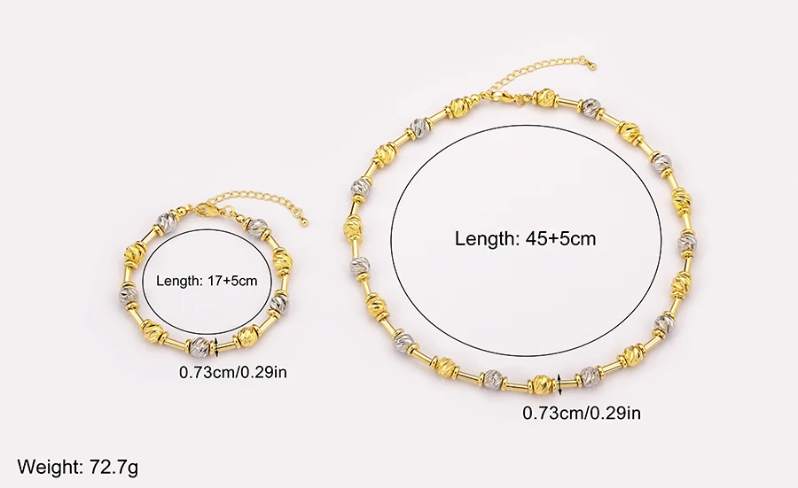 Nidin High Quality Beads Jewelry Sets Bracelet Necklace For Women Female Punk Rock Style Accessories Daily Party Gifts Wholesale