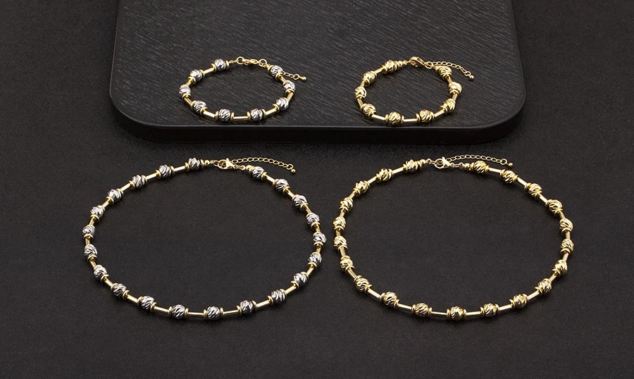 Nidin High Quality Beads Jewelry Sets Bracelet Necklace For Women Female Punk Rock Style Accessories Daily Party Gifts Wholesale