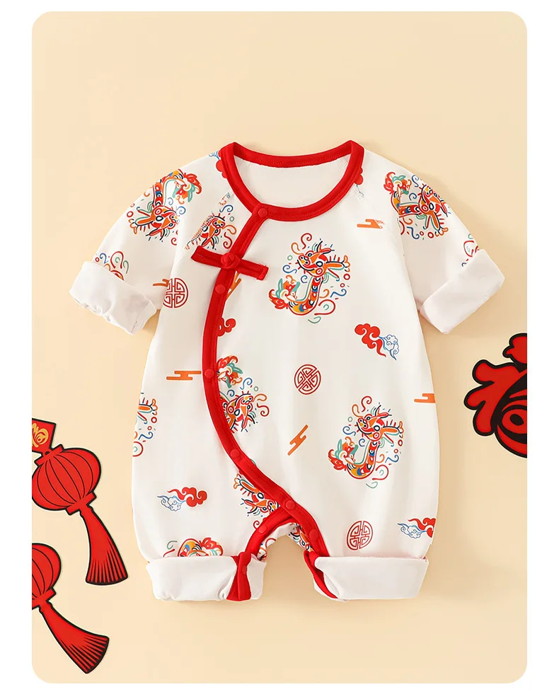 Autumn Baby Rompers for Girls Boys Winter Cute Animal Design Red Christmas 100 Cotton Chinese Full Moon Boneless Hoodie Newborn