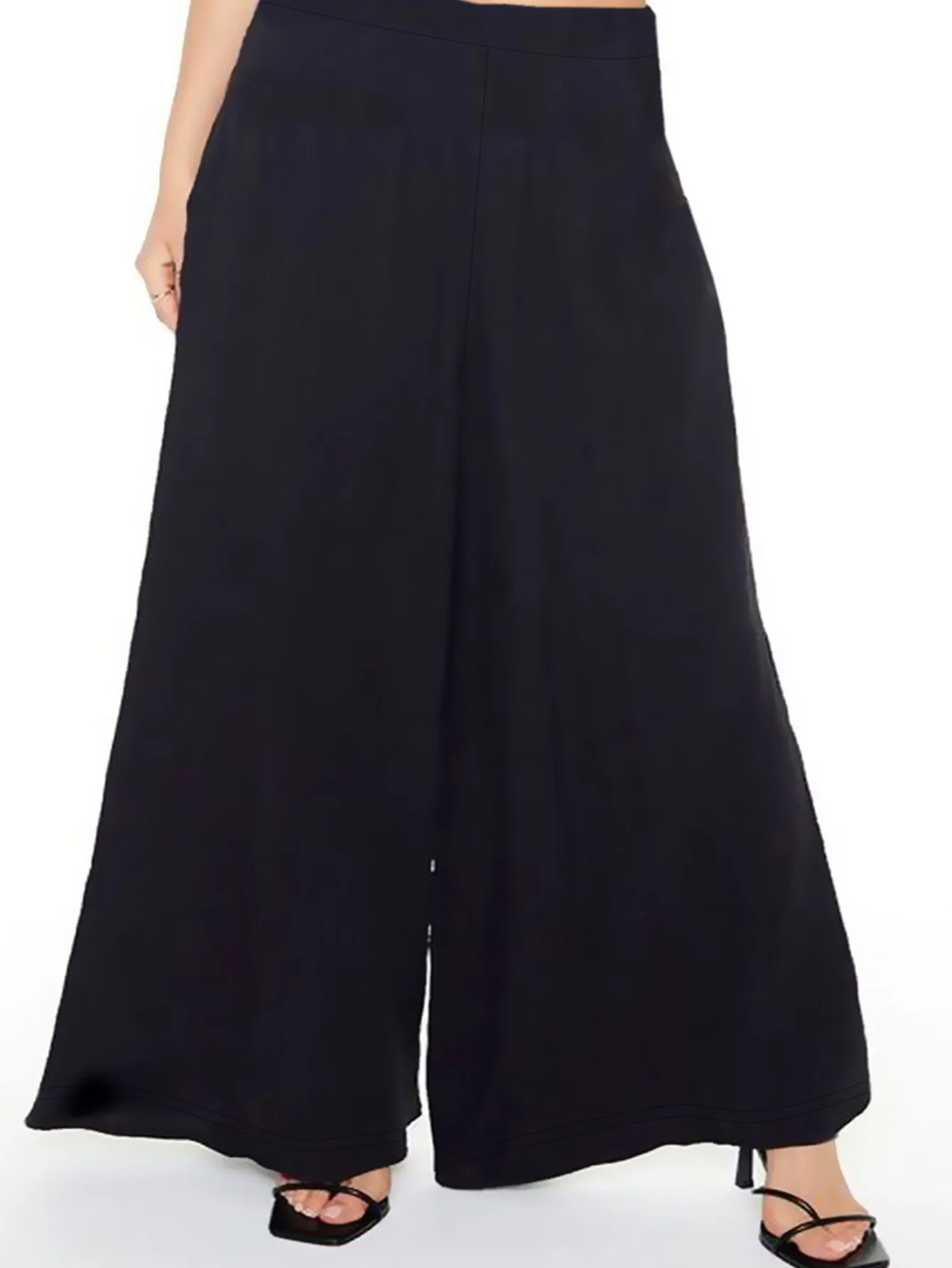 Summer fashion new women's plus-size business formal fashion with solid color wide-leg pants nine-quarter pants
