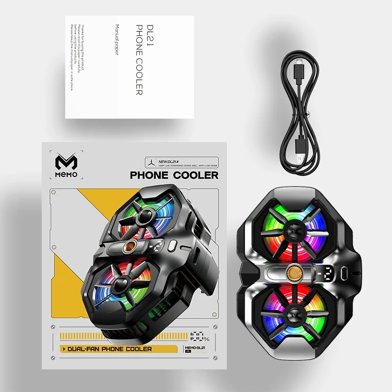 NEW MEMO DL21 Mobile Phone Dual Fan Cooling Semiconductor Refrigeration Cooler for IOS Android Universal Live Streaming Radiator