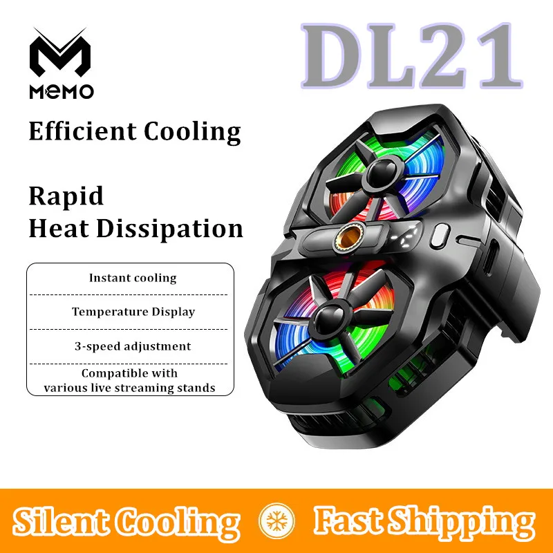 NEW MEMO DL21 Mobile Phone Dual Fan Cooling Semiconductor Refrigeration Cooler for IOS Android Universal Live Streaming Radiator
