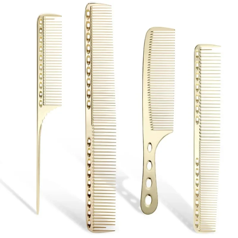 4pcs/set Aluminum Comb Set Barber Metal Hair Dressing Combs Hairdressing Anti-static Comb Ultra Thin Hair Brush Salon Hair Tools