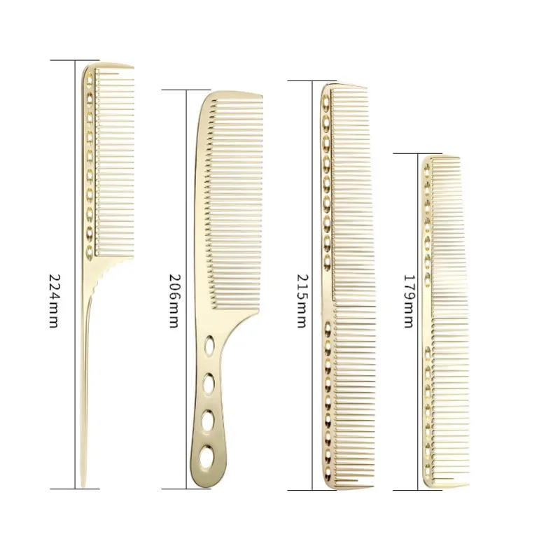 4pcs/set Aluminum Comb Set Barber Metal Hair Dressing Combs Hairdressing Anti-static Comb Ultra Thin Hair Brush Salon Hair Tools