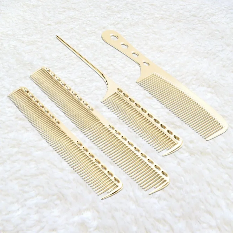 4pcs/set Aluminum Comb Set Barber Metal Hair Dressing Combs Hairdressing Anti-static Comb Ultra Thin Hair Brush Salon Hair Tools