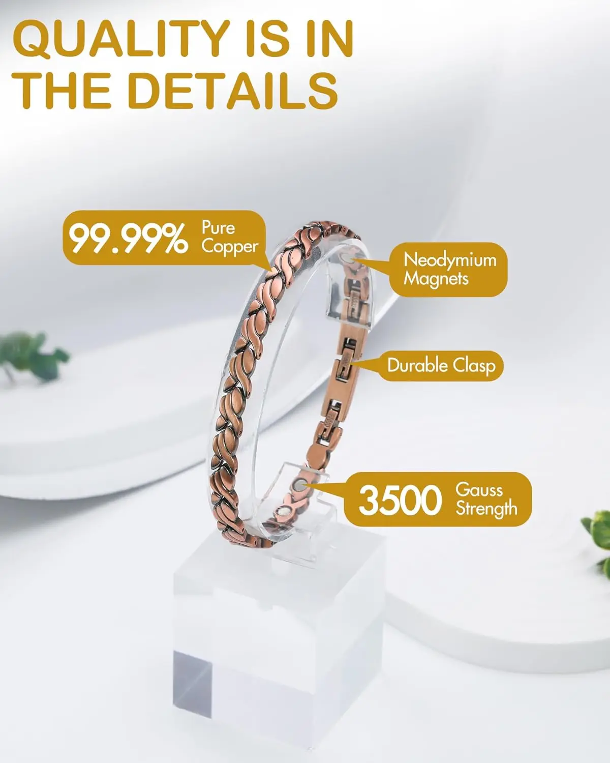 ARADOO Copper Bracelets for Women, 99.99% Pure Copper Magnetic Bracelets Jewelry Gifts