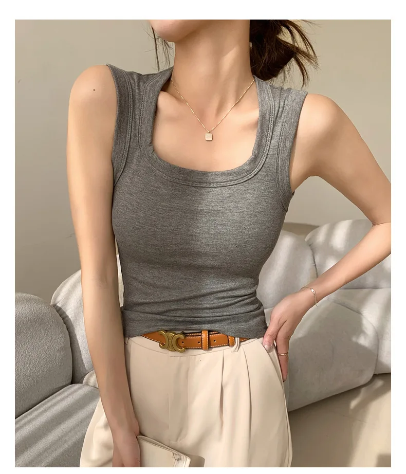 Women's Cotton Built-in Bra Vest Cami with Removable Padding, No Need Bra Top for Yoga Gym & Daily Comfort Wear Running Vest