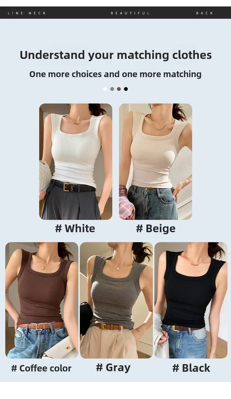 Women's Cotton Built-in Bra Vest Cami with Removable Padding, No Need Bra Top for Yoga Gym & Daily Comfort Wear Running Vest