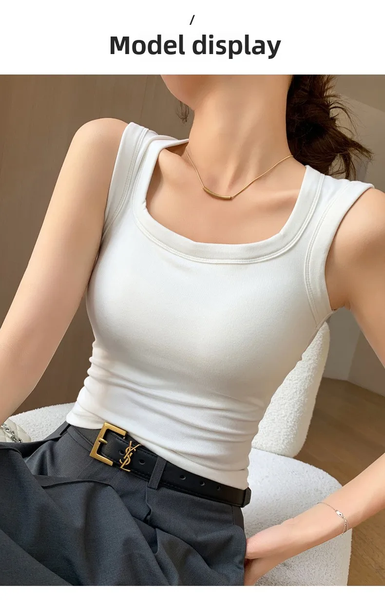 Women's Cotton Built-in Bra Vest Cami with Removable Padding, No Need Bra Top for Yoga Gym & Daily Comfort Wear Running Vest