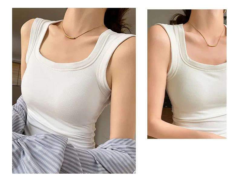 Women's Cotton Built-in Bra Vest Cami with Removable Padding, No Need Bra Top for Yoga Gym & Daily Comfort Wear Running Vest