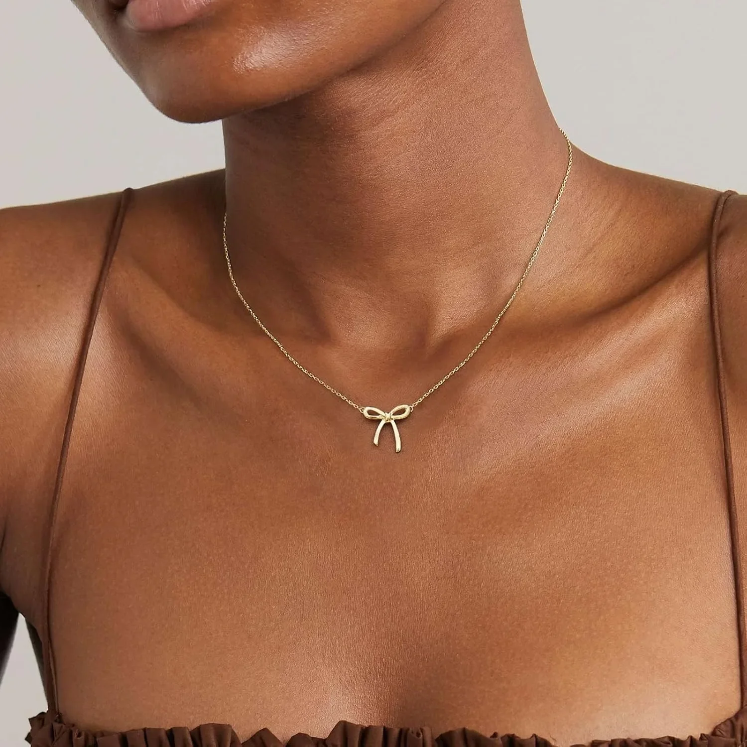 Gold Necklace for Women Bow Necklace Gold Silver Plated Necklace Cute Bow Pendant Choker Chain Necklaces for Women Jewelry Gift