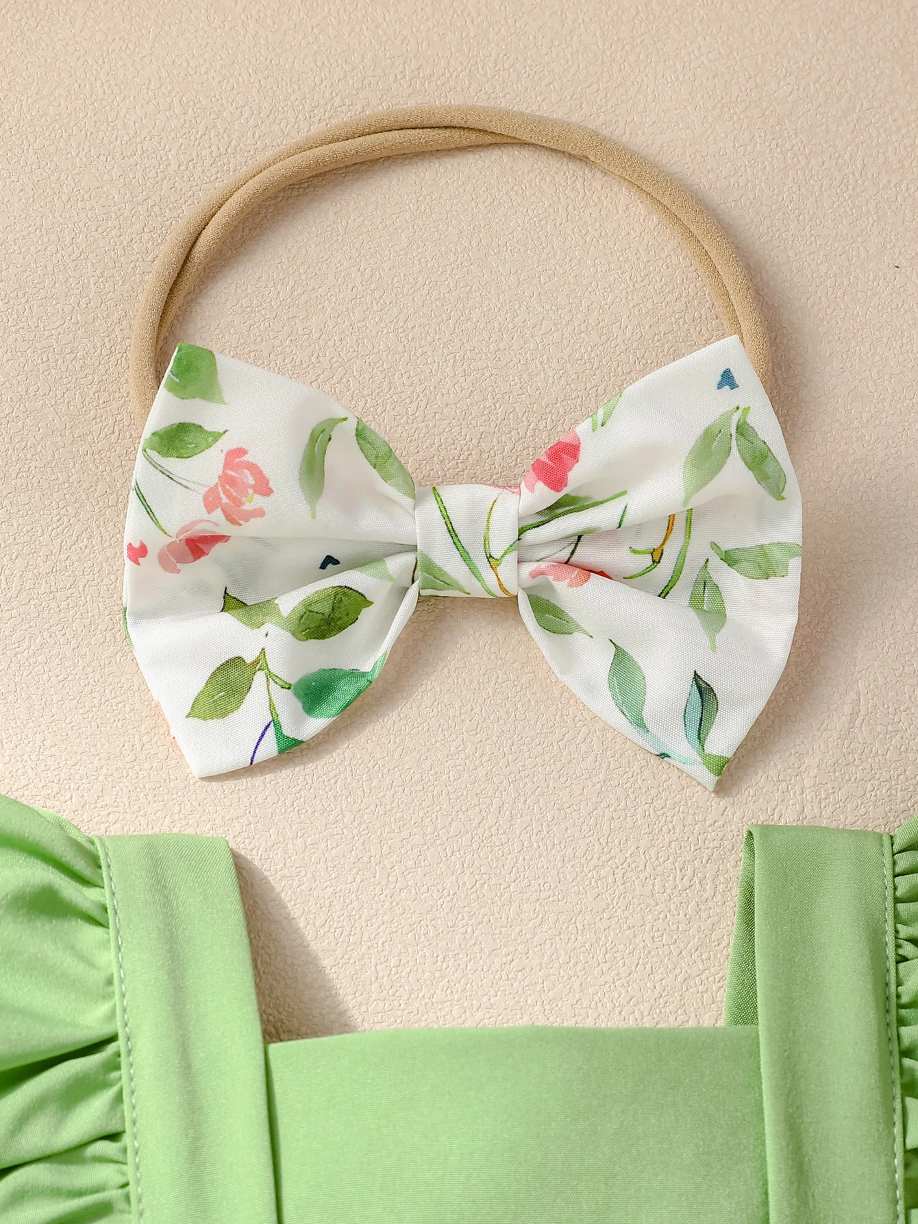 2PCS Baby Girls Sleeveless Print Flower Rompers for 0-1Y Baby Newborn Items Casual Jumpsuit + Headband