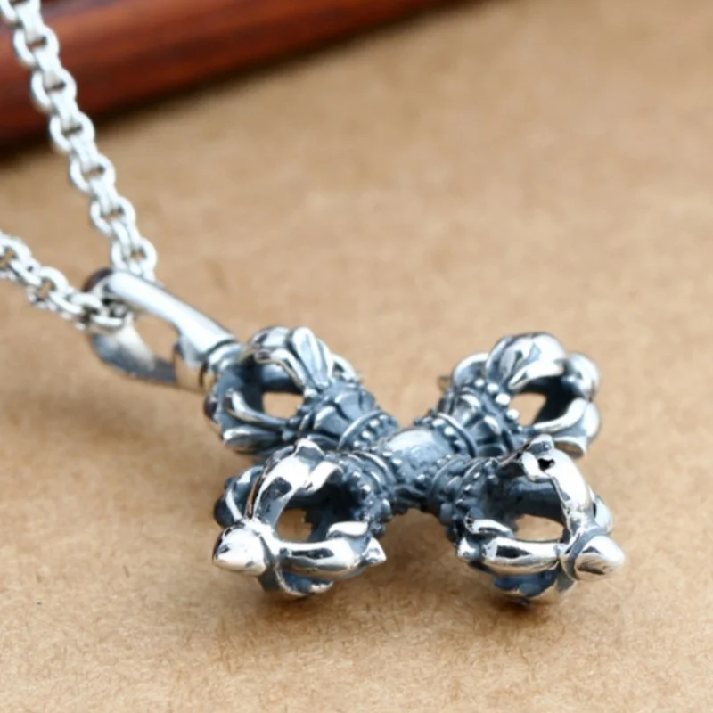 Vintage Vajra Pestle Pendant For Men Jewelry Ethnic Style Exorcise Evil Spirits Amulet Necklace Male Choker Accessories