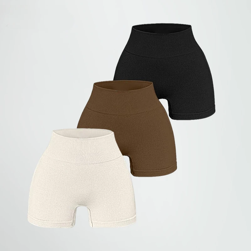 Women's Ribbed Knited Shorts Seamless Yoga Shorts Stretchy High Waist Shorts Sexy Hip Liftting Cycling Running Three Point Pants