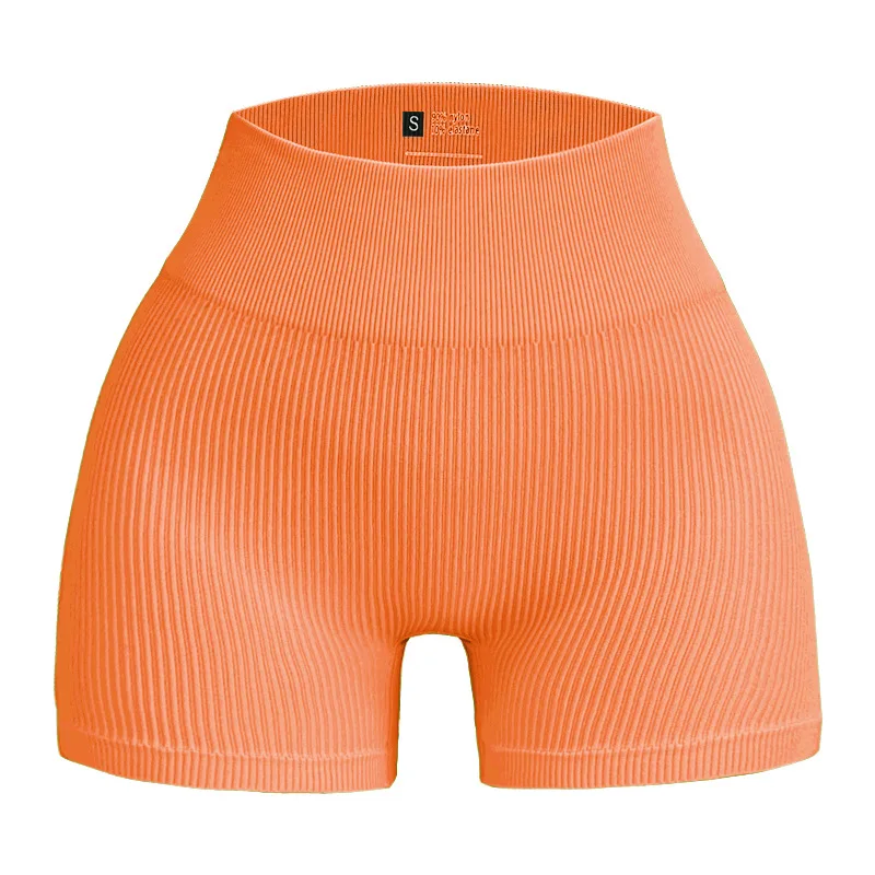 Women's Ribbed Knited Shorts Seamless Yoga Shorts Stretchy High Waist Shorts Sexy Hip Liftting Cycling Running Three Point Pants