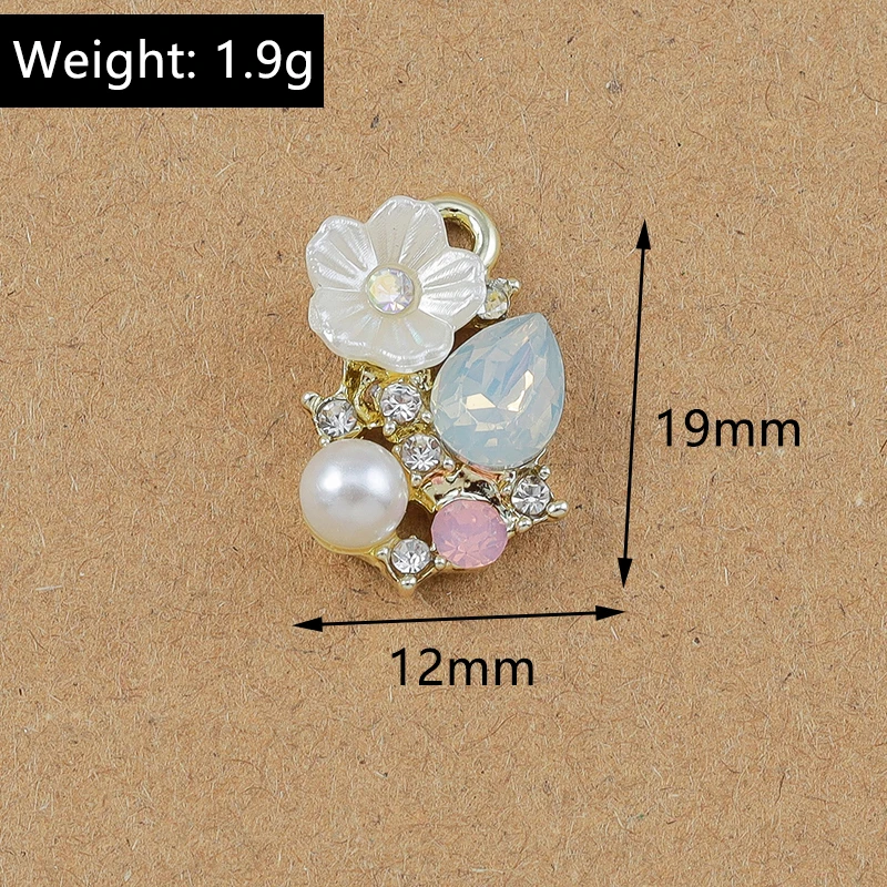 10pcs 19*12mm Pearl Crystal  Flower Charms Pendants for Jewelry Making Necklace Earrings Bracelet DIY Accessories Supplies