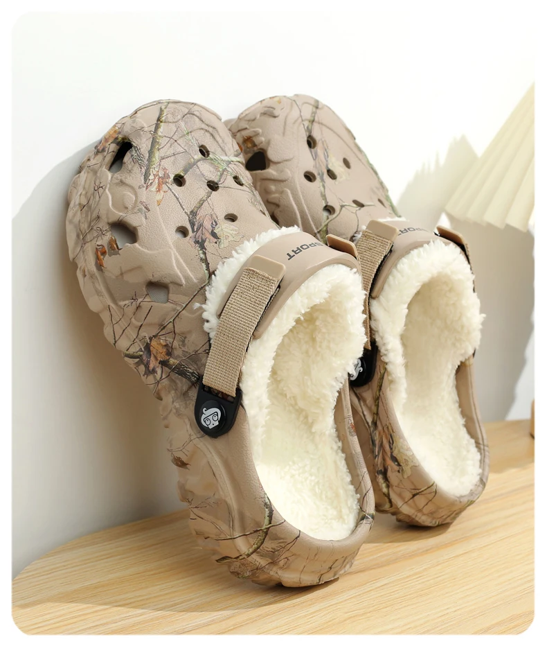 YRZL Winter Slippers Men Indoor Warm Slippers Summer Removable Sandals Men Casual Non Slip Plush Fur Clogs for Men
