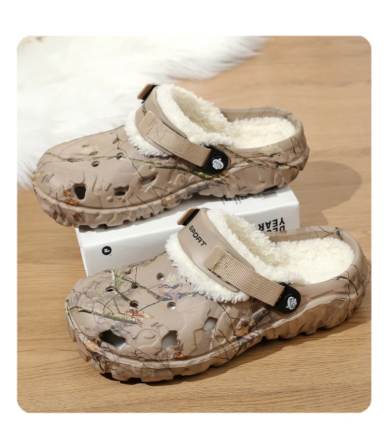 YRZL Winter Slippers Men Indoor Warm Slippers Summer Removable Sandals Men Casual Non Slip Plush Fur Clogs for Men