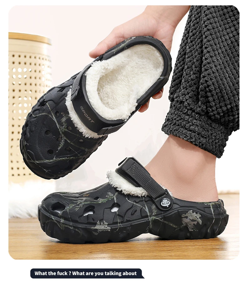 YRZL Winter Slippers Men Indoor Warm Slippers Summer Removable Sandals Men Casual Non Slip Plush Fur Clogs for Men