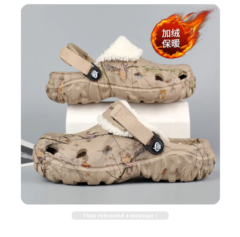 YRZL Winter Slippers Men Indoor Warm Slippers Summer Removable Sandals Men Casual Non Slip Plush Fur Clogs for Men