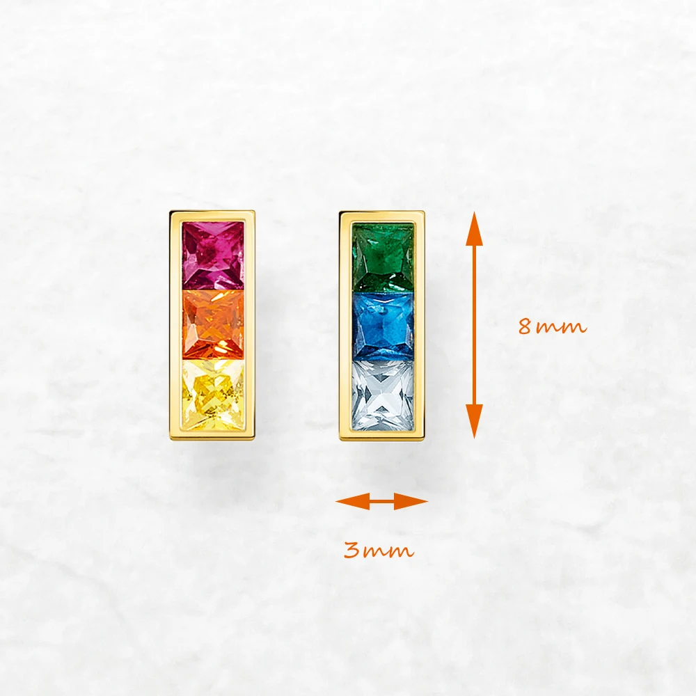 Gold Plated Stud Earrings Colorful Stone Europe Style Fashion Jewerly For Women Bohemia Gift In 925 Sterling Silver