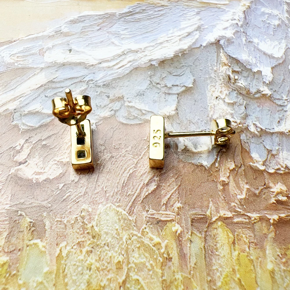 Gold Plated Stud Earrings Colorful Stone Europe Style Fashion Jewerly For Women Bohemia Gift In 925 Sterling Silver