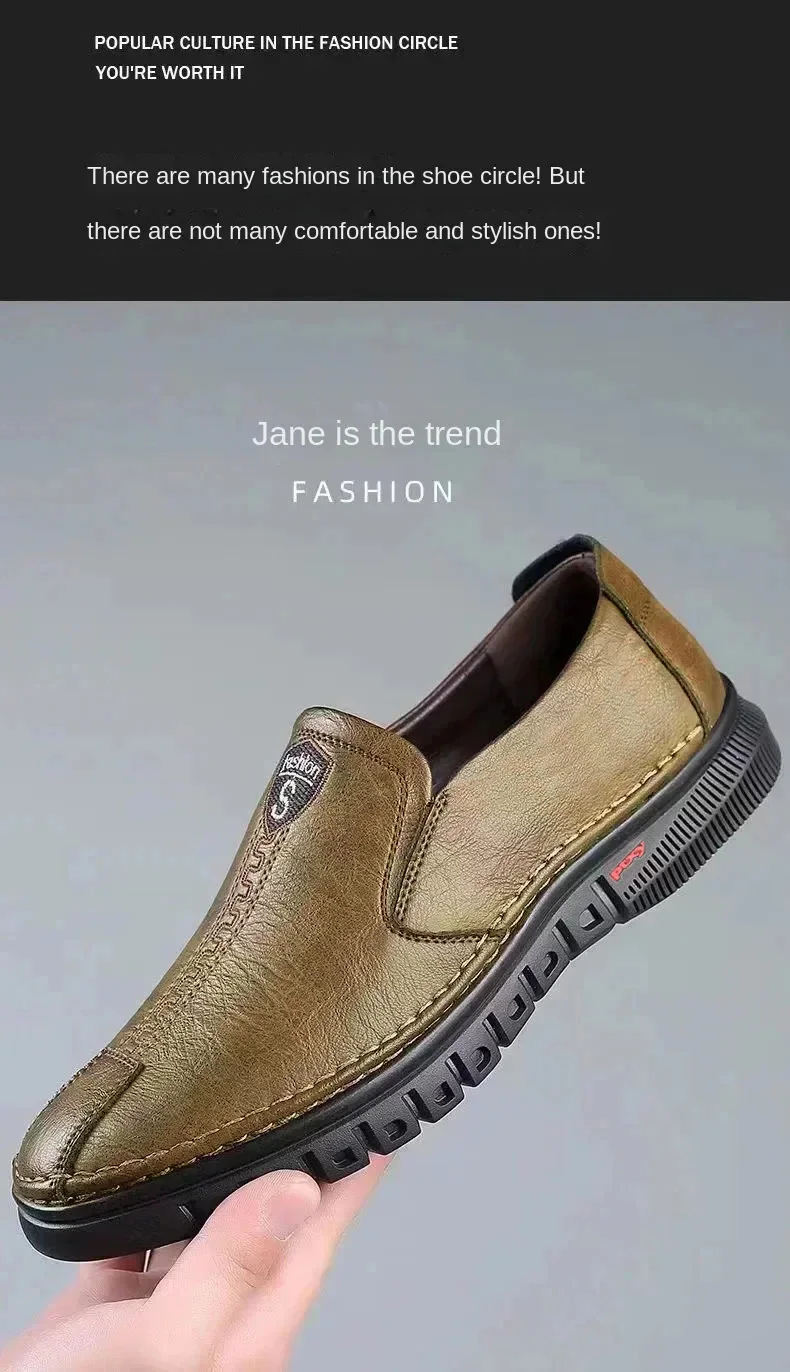 Men's Shoes Comfortable Fashion Synthetic Leather Shoes Soft Sole Soft Surface Non-Slip Men's Leather Shoes