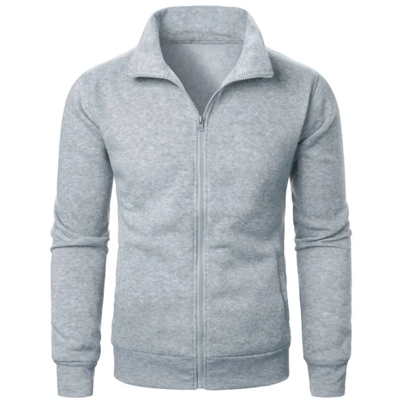 Autumn Men's Long Sleeve Zipper Jacket Coats Solid Color Warm Sweatshirts Casual Baseball Jacket Outdoor Streetwear