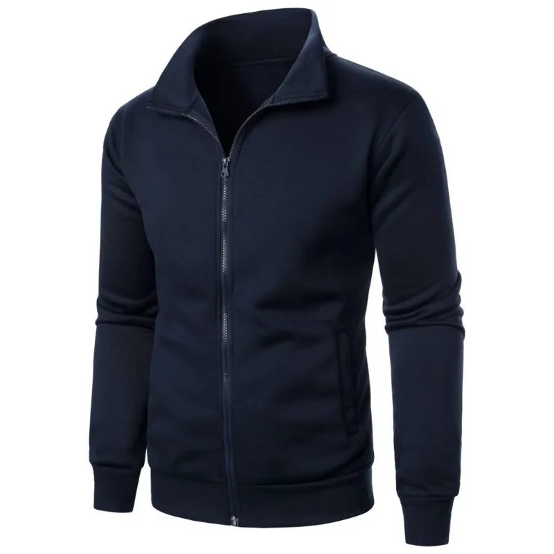 Autumn Men's Long Sleeve Zipper Jacket Coats Solid Color Warm Sweatshirts Casual Baseball Jacket Outdoor Streetwear