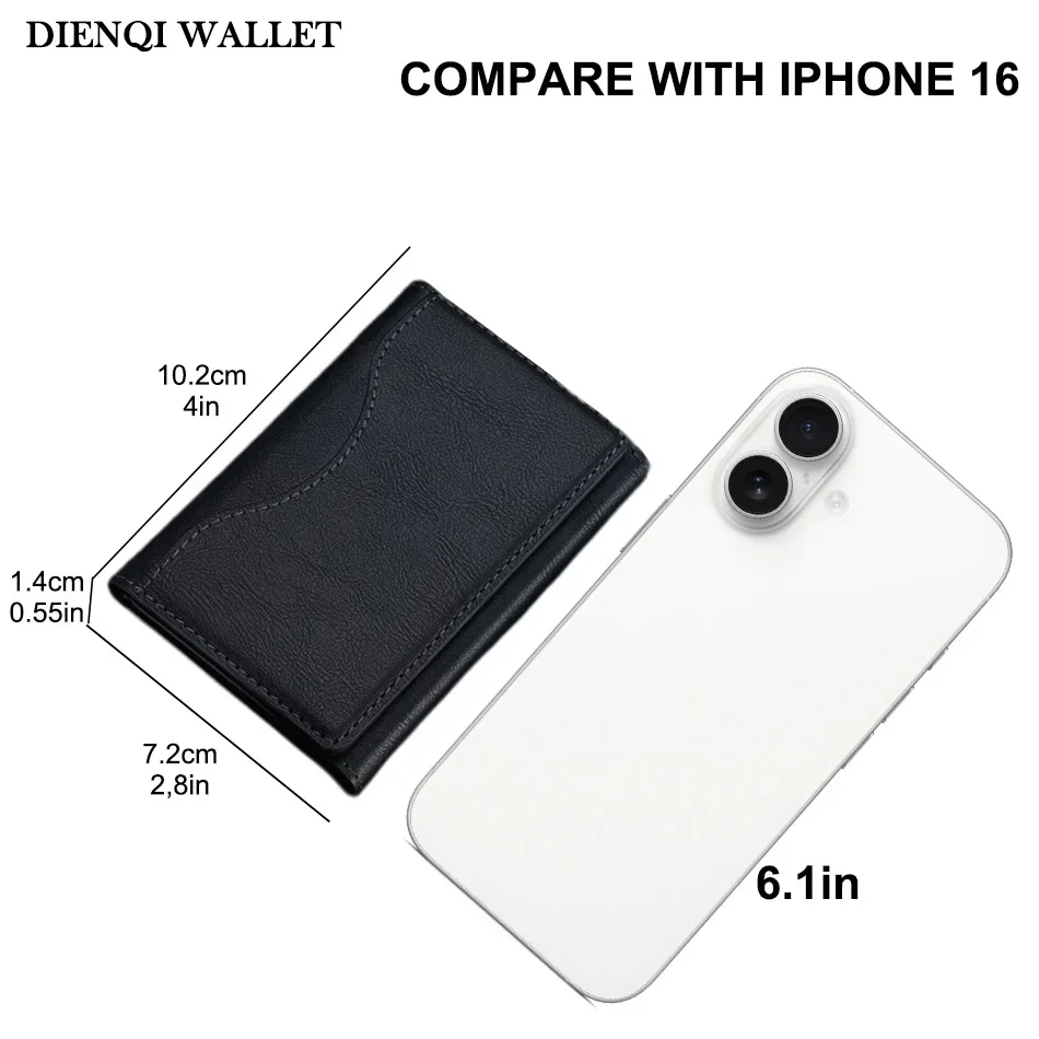 Magsafe Card Holder PU Leather Trifold Magnetic Cardholder Card Bag Wallet for Apple for IPhone 16 15 14 13 12 Pro Max Mini