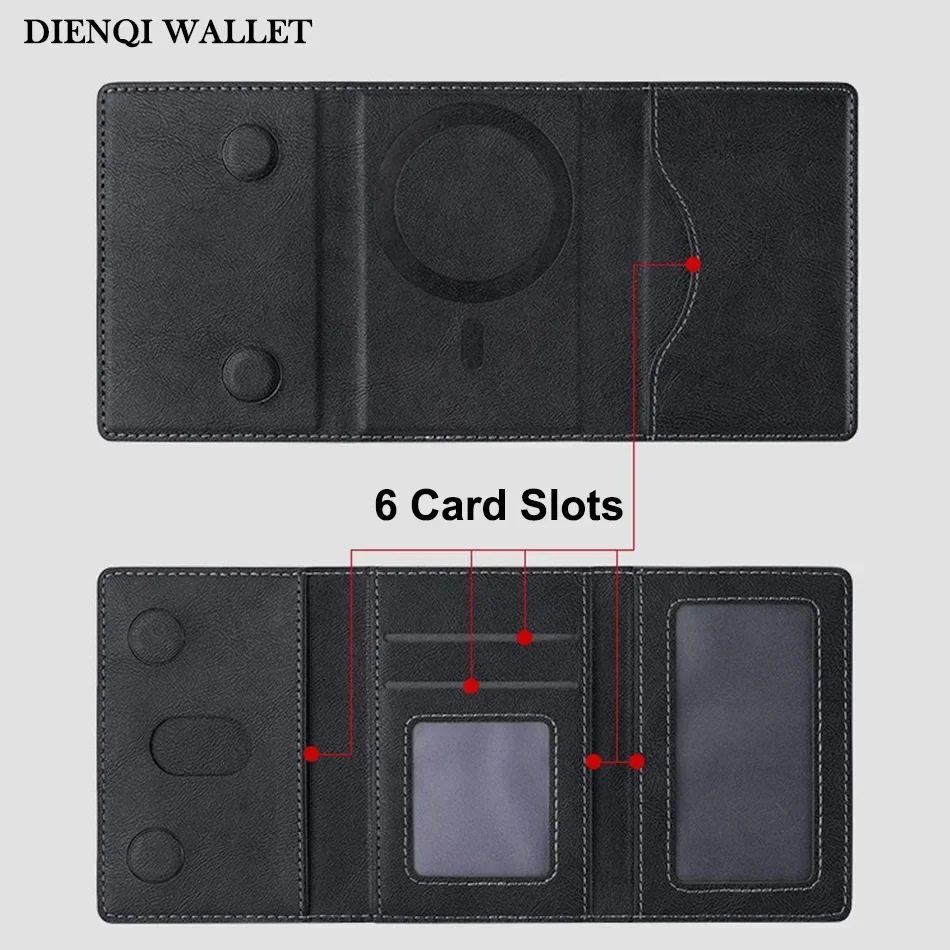 Magsafe Card Holder PU Leather Trifold Magnetic Cardholder Card Bag Wallet for Apple for IPhone 16 15 14 13 12 Pro Max Mini
