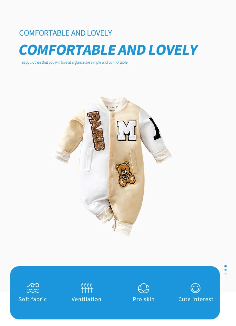Baby Cartoon Jumpsuit Spring And Autumn Long Sleeved Clothes Baseball Clothes Trendy And Handsome Baby Clothes