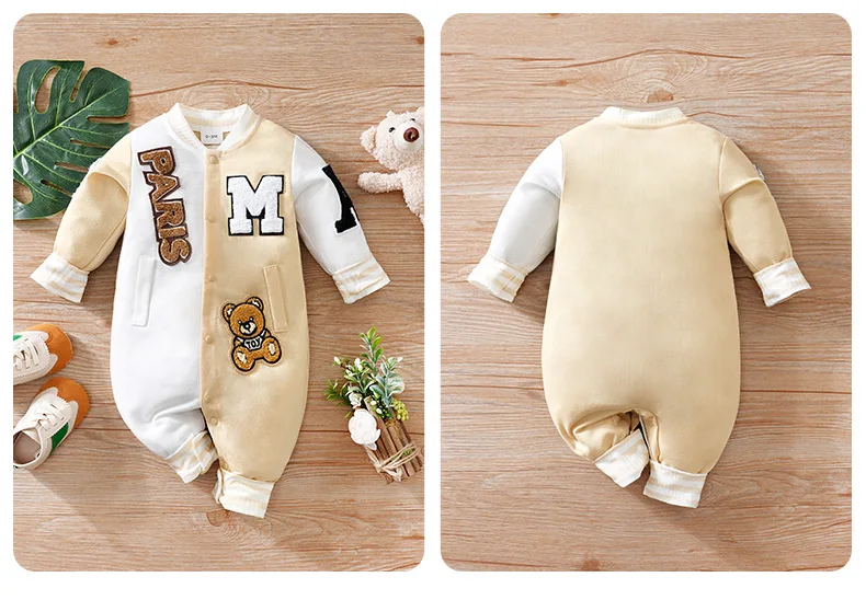 Baby Cartoon Jumpsuit Spring And Autumn Long Sleeved Clothes Baseball Clothes Trendy And Handsome Baby Clothes