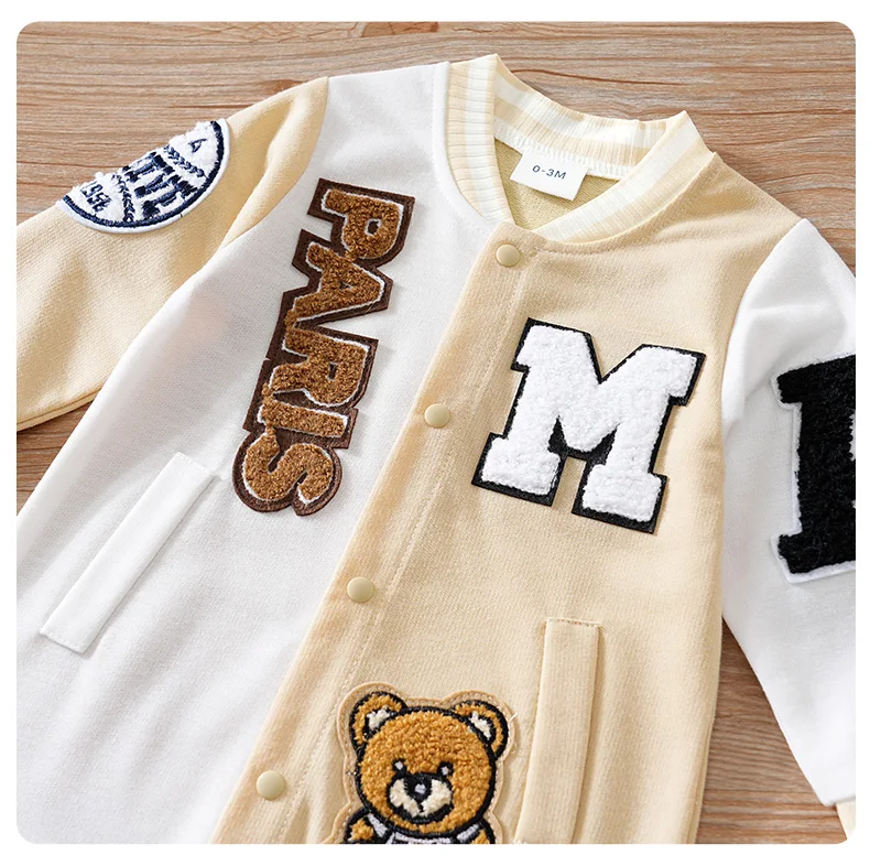 Baby Cartoon Jumpsuit Spring And Autumn Long Sleeved Clothes Baseball Clothes Trendy And Handsome Baby Clothes