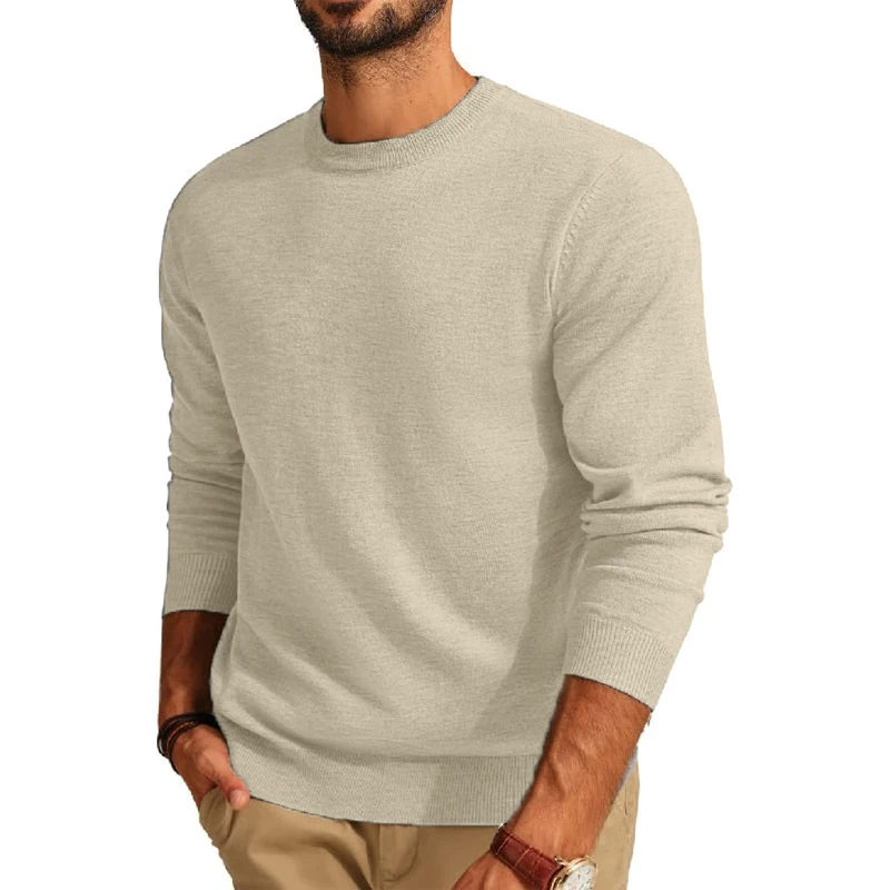 Men's Long Sleeve Sweaters Crew Neck Basic Lightweight Knitted Pullover Shirts Autumn Warm Streetwear Outdoor Jogger Coats