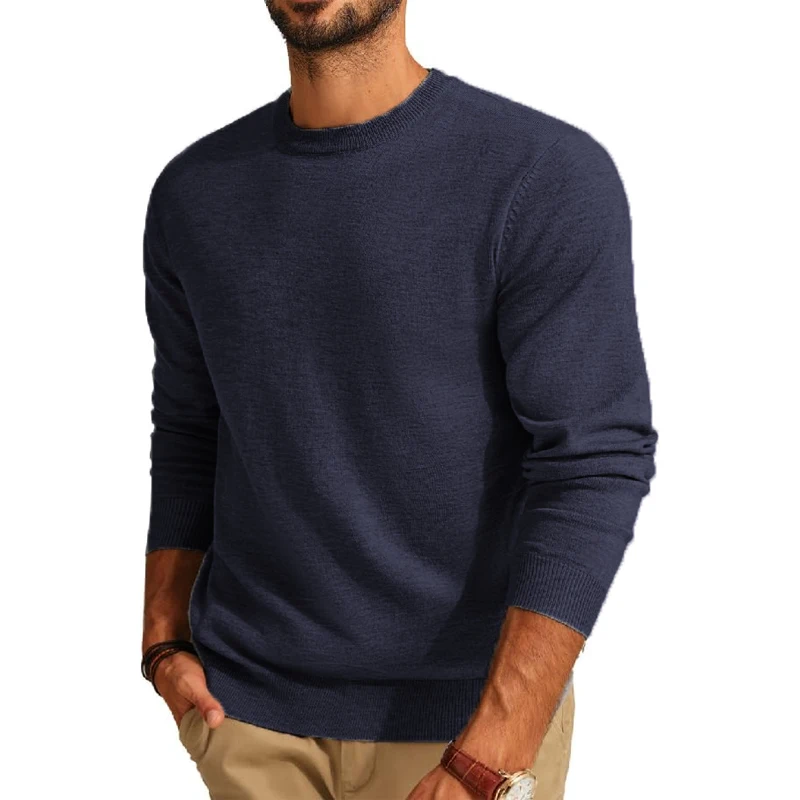 Men's Long Sleeve Sweaters Crew Neck Basic Lightweight Knitted Pullover Shirts Autumn Warm Streetwear Outdoor Jogger Coats