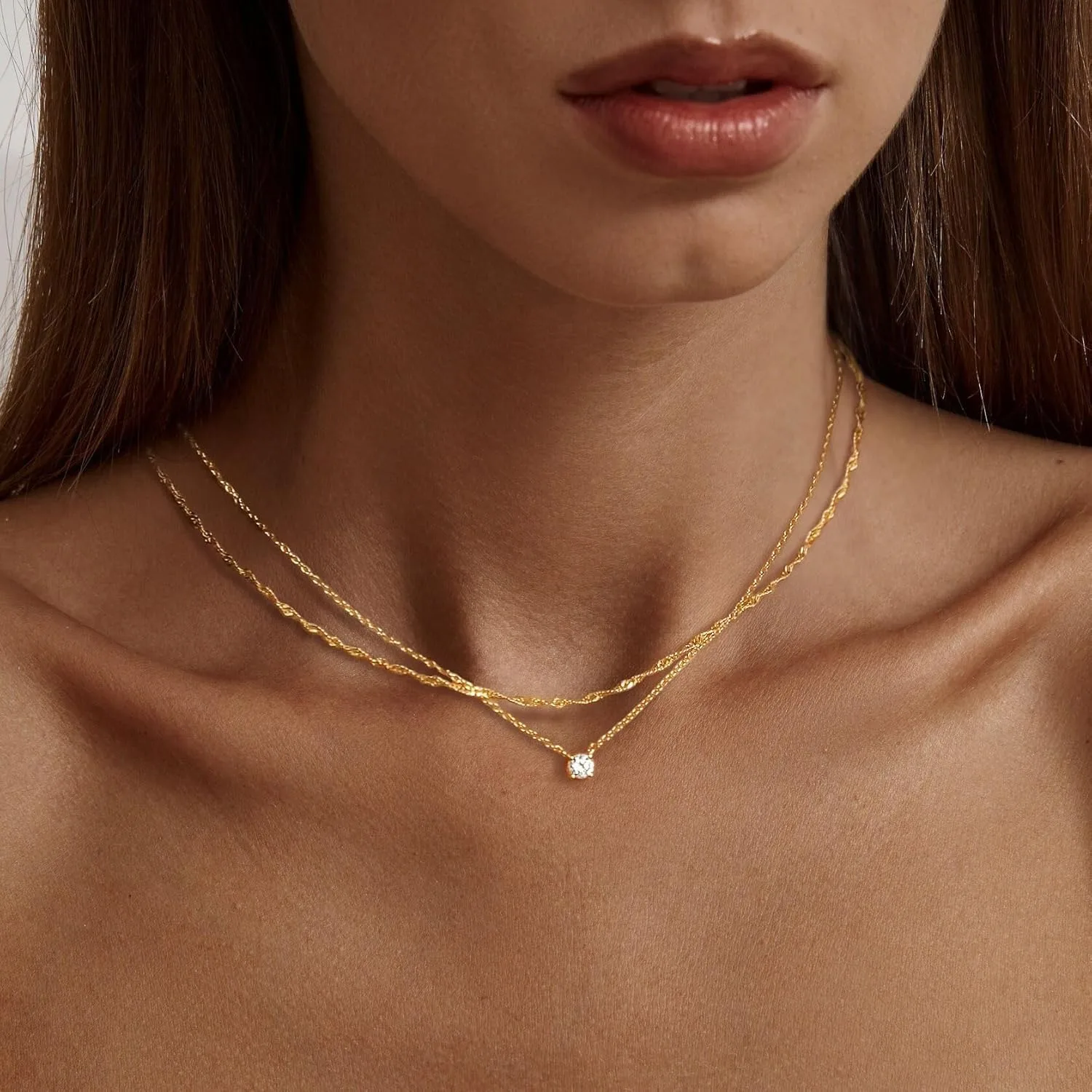 Diamond Necklaces for Women K Gold/Sterling Silver Choker Necklace Simple Gold Plated Jewelry Necklaces for Women Gifts