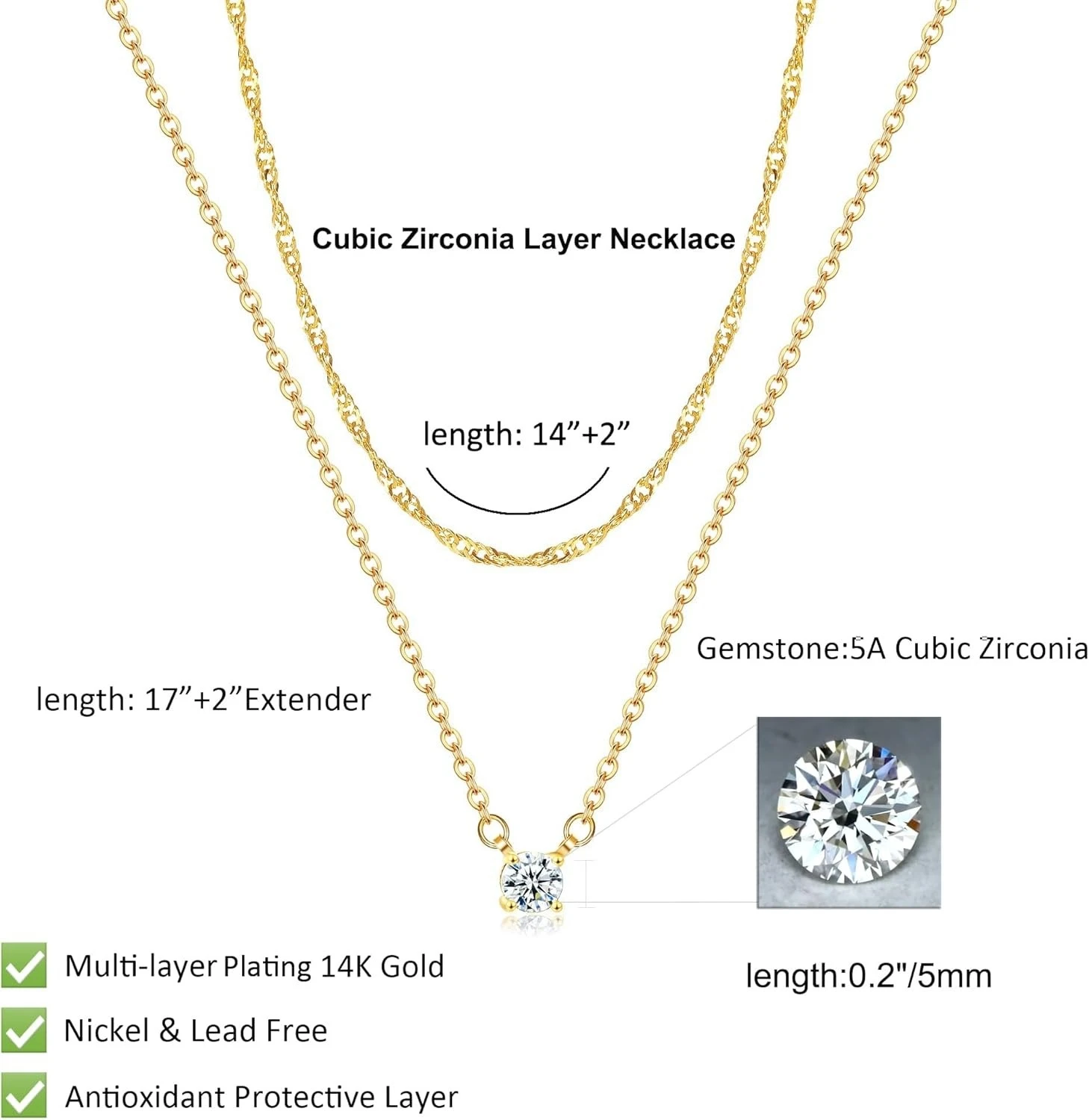 Diamond Necklaces for Women K Gold/Sterling Silver Choker Necklace Simple Gold Plated Jewelry Necklaces for Women Gifts