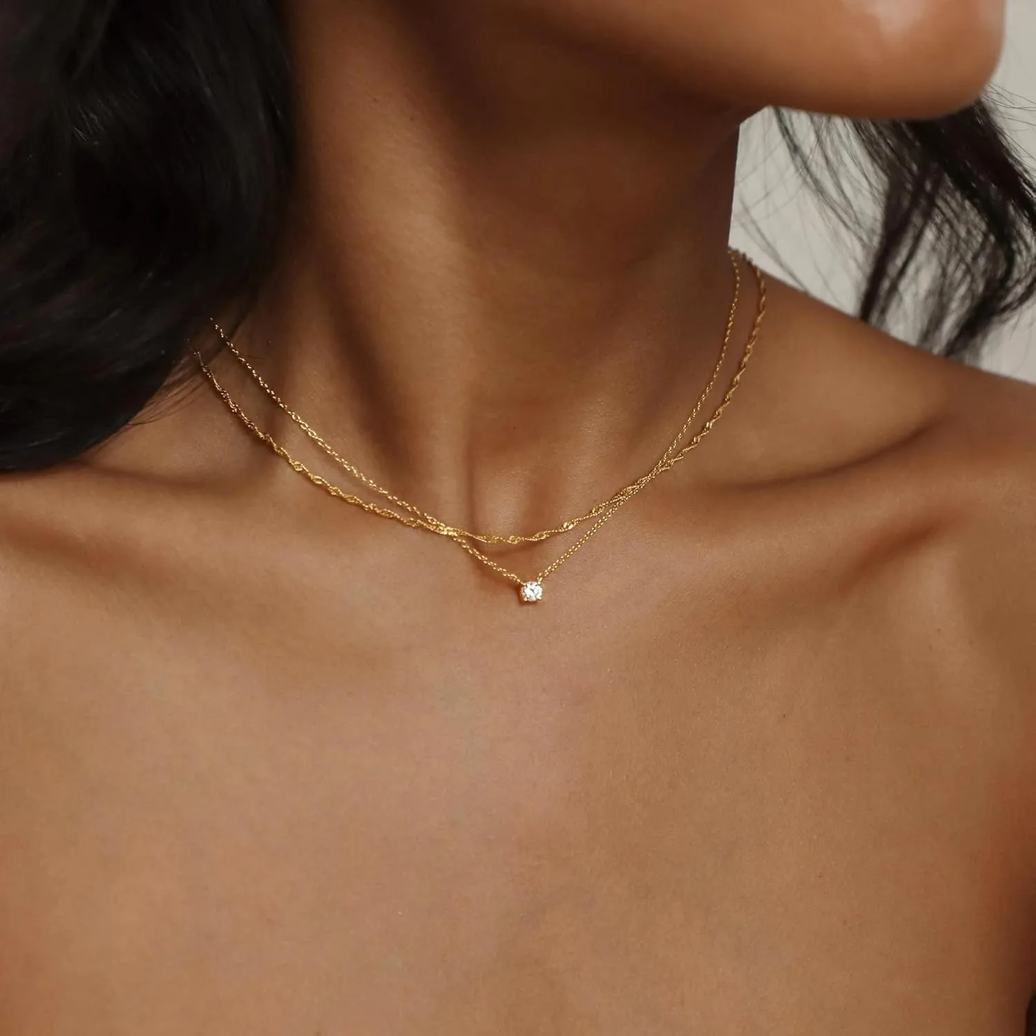 Diamond Necklaces for Women K Gold/Sterling Silver Choker Necklace Simple Gold Plated Jewelry Necklaces for Women Gifts