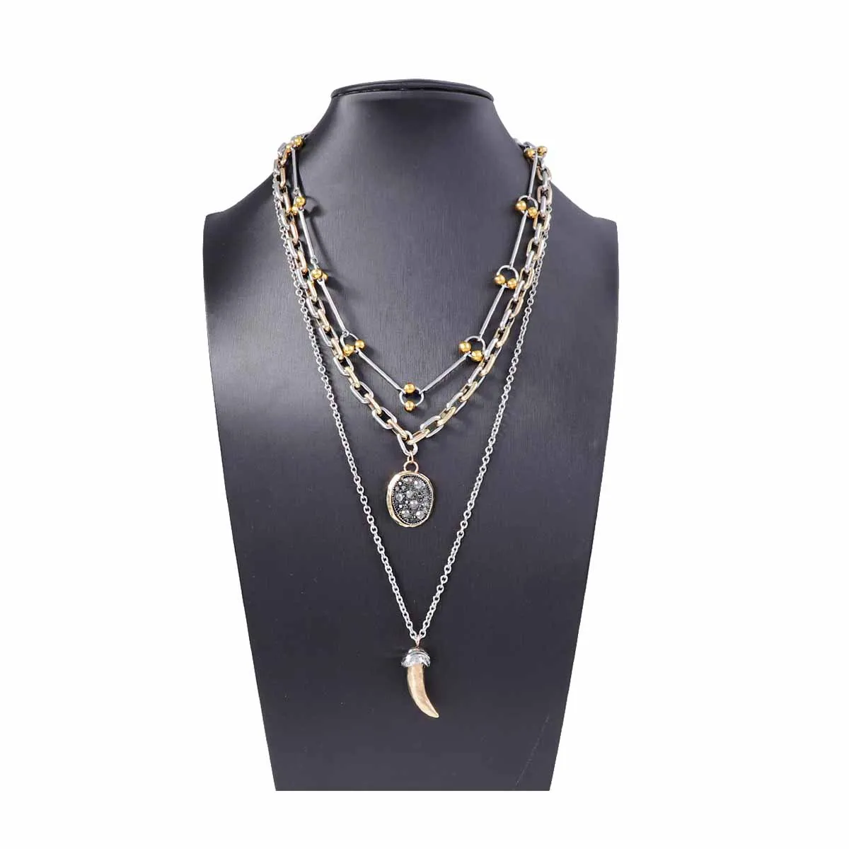 Zvoijio Unique Alloy Animal Horn Three Piece Pendant Necklace