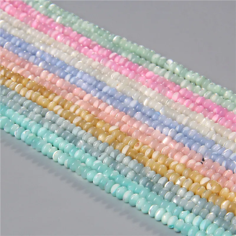 3*5mm Natural Shell Round Wheel Spacer Loose Beads Charm Pendant For Diy Earrings Bracelet Jewelry Art Crafts Making Supplies