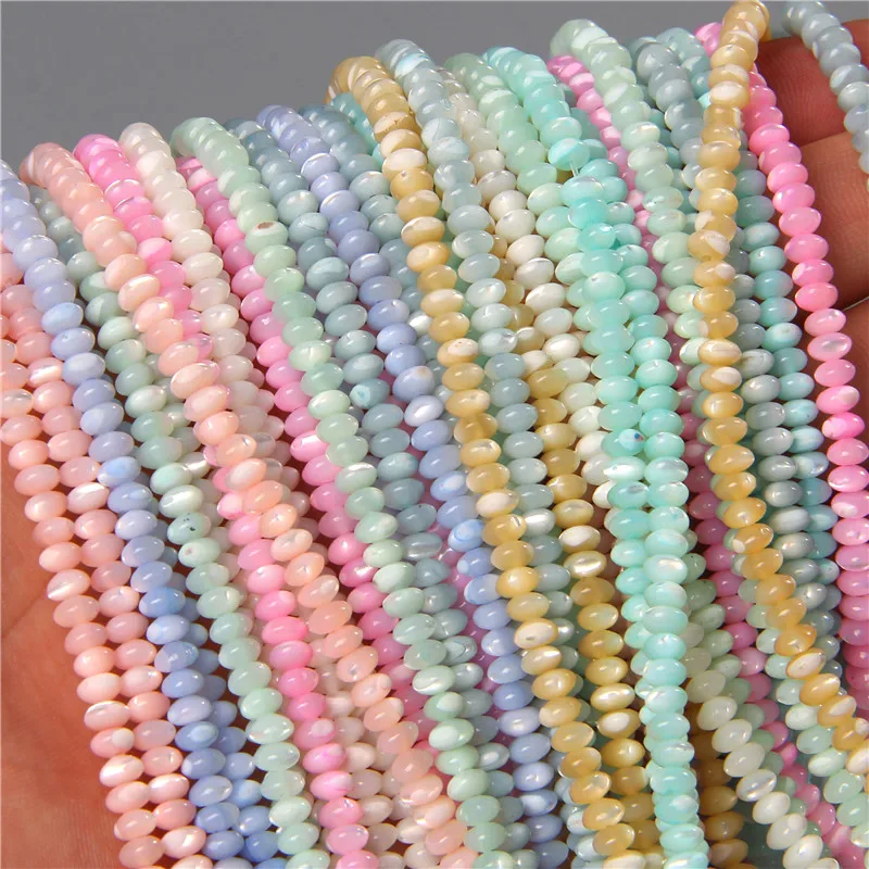 3*5mm Natural Shell Round Wheel Spacer Loose Beads Charm Pendant For Diy Earrings Bracelet Jewelry Art Crafts Making Supplies