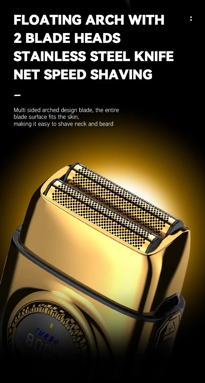 Kemei Professional Reciprocating Shaver Turbo High Speed Electric Foil Razor USB TYPE-C Gifts Men Bald Head Close Shave Trimmer
