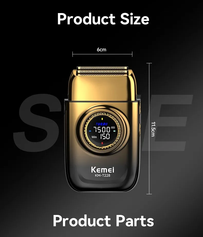 Kemei Professional Reciprocating Shaver Turbo High Speed Electric Foil Razor USB TYPE-C Gifts Men Bald Head Close Shave Trimmer