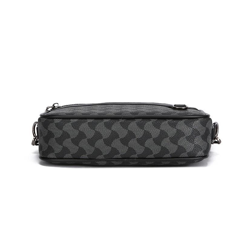 Fashion Business Shoulder Bag PU Leather Men Clutch Bag Wide Strap Crossbody Bag Designer Casual Male Messenger Pack Phone Purse