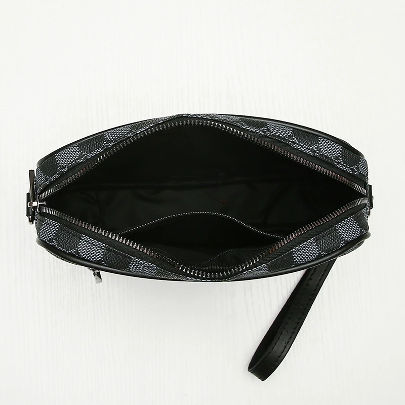 Fashion Business Shoulder Bag PU Leather Men Clutch Bag Wide Strap Crossbody Bag Designer Casual Male Messenger Pack Phone Purse